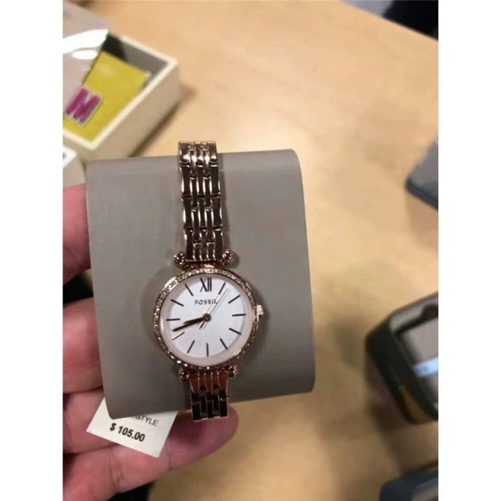Fossil BQ3502 Tillie Mini Three-Hand Rose Gold-Tone Stainless Steel Watch